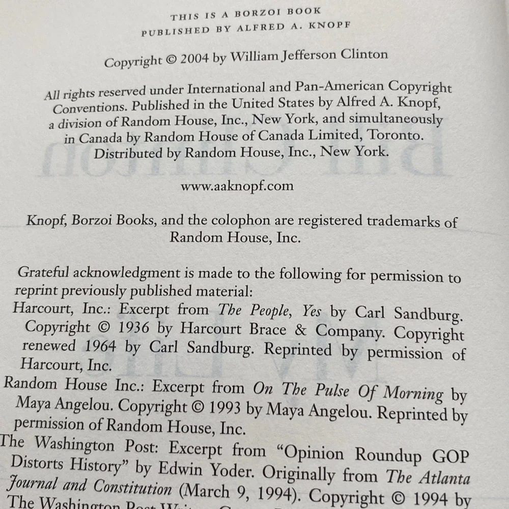 My Life by Bill Clinton Hardcover 2004 Autobiography First Edition
